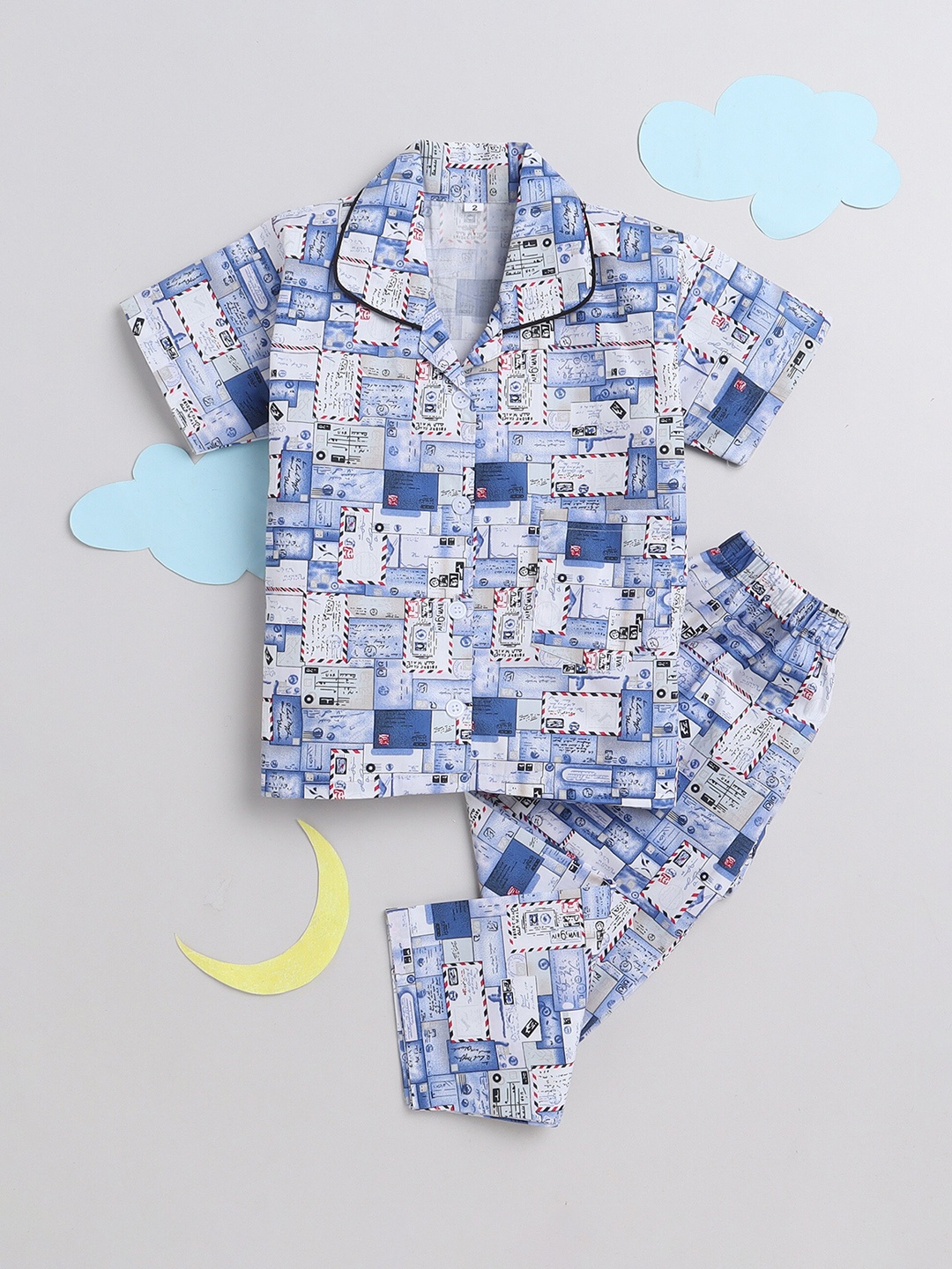 

The Magic Wand Kids Printed Night suit, Blue