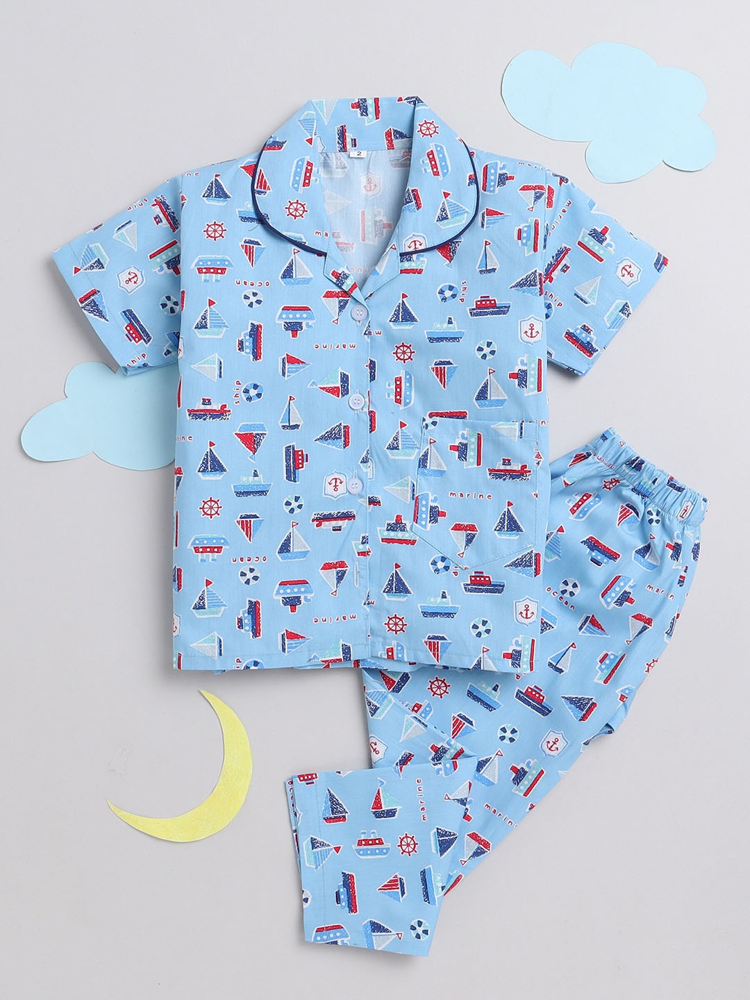 

The Magic Wand Kids Graphic Printed Night suit, Blue