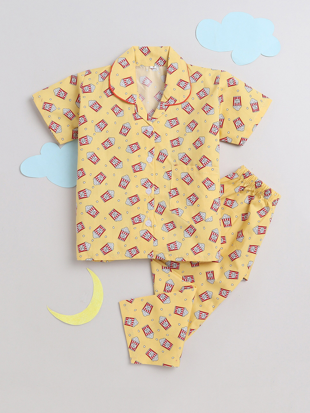 

The Magic Wand Kids Conversational Printed Night suit, Yellow