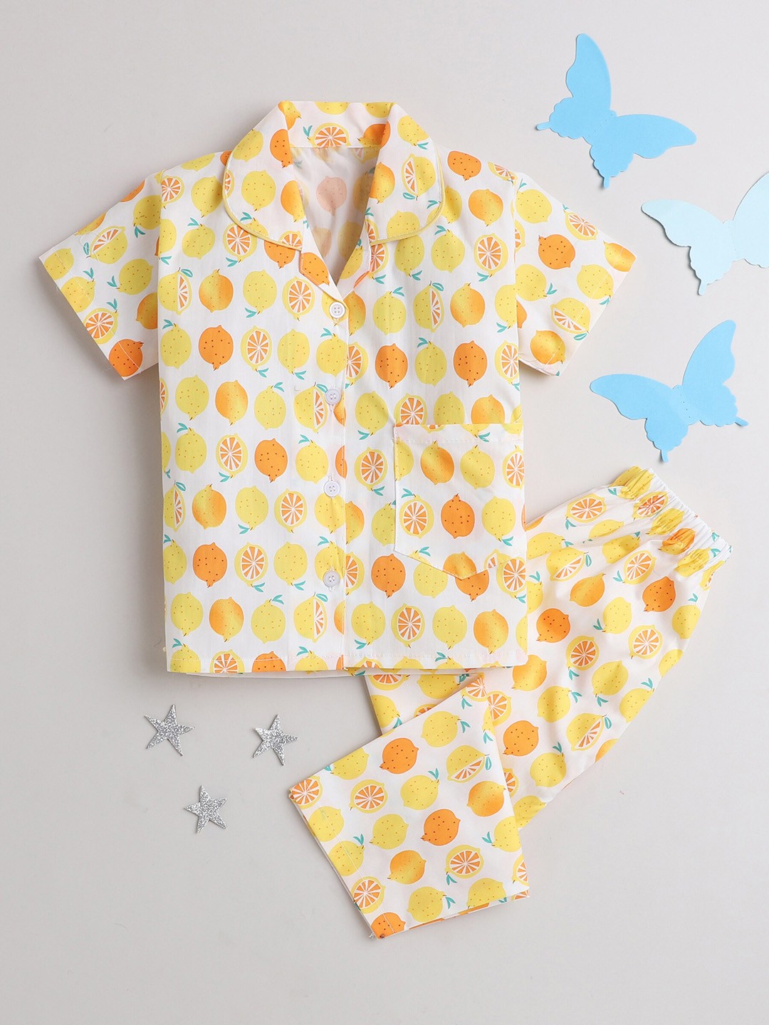 

The Magic Wand Kids Abstract Printed Night suit, Yellow