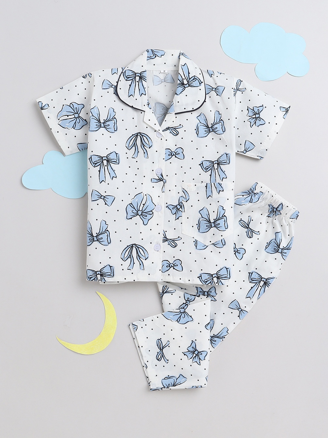

The Magic Wand Kids Abstract Printed Night suit, Blue