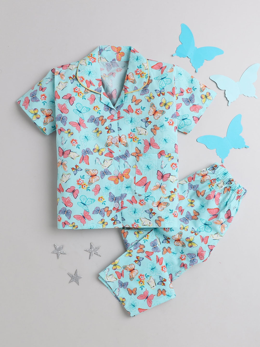 

The Magic Wand Kids Conversational Printed Night suit, Blue