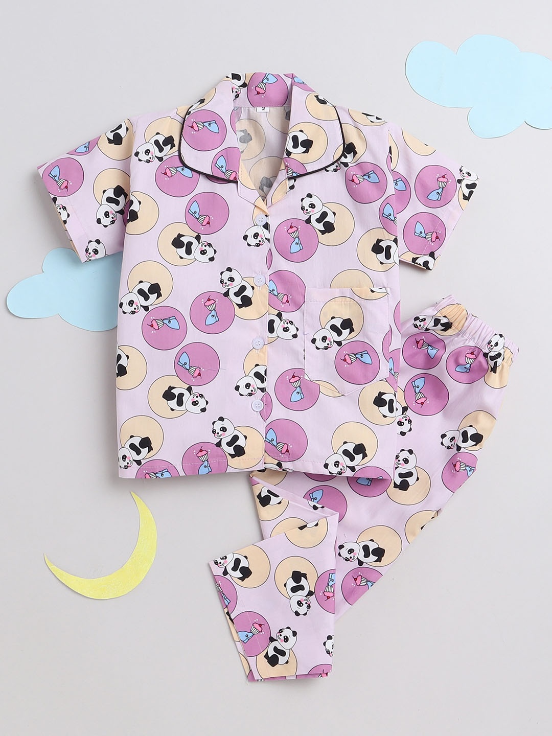 

The Magic Wand Kids Cartoon Characters Printed Night suit, Pink