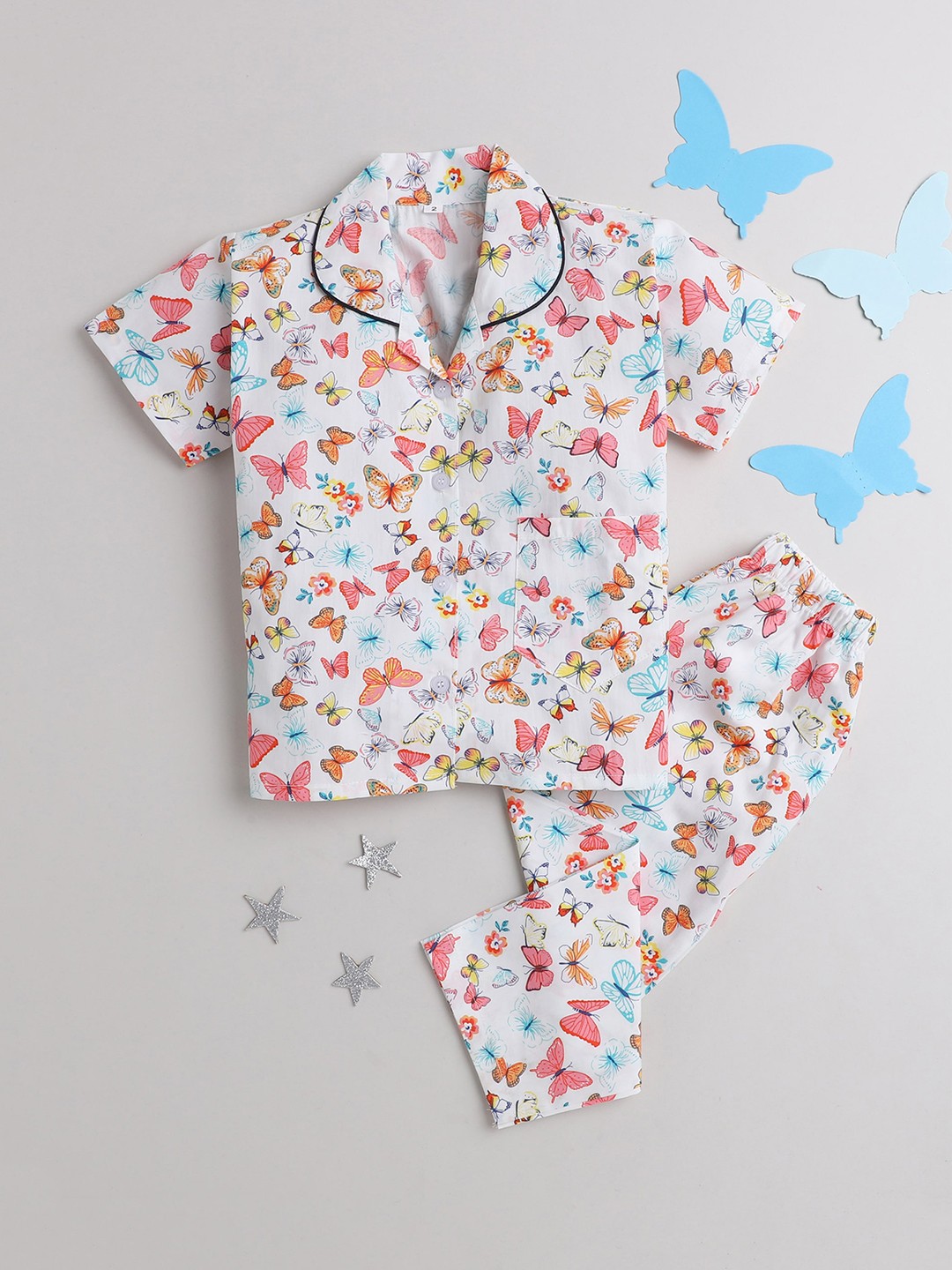 

The Magic Wand Kids Conversational Printed Night suit, White