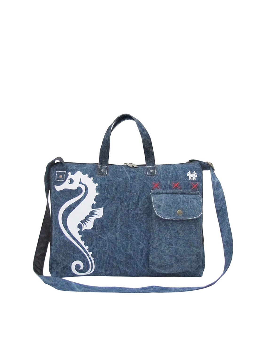

The House of Tara Unisex Blue & White Printed Laptop Bag
