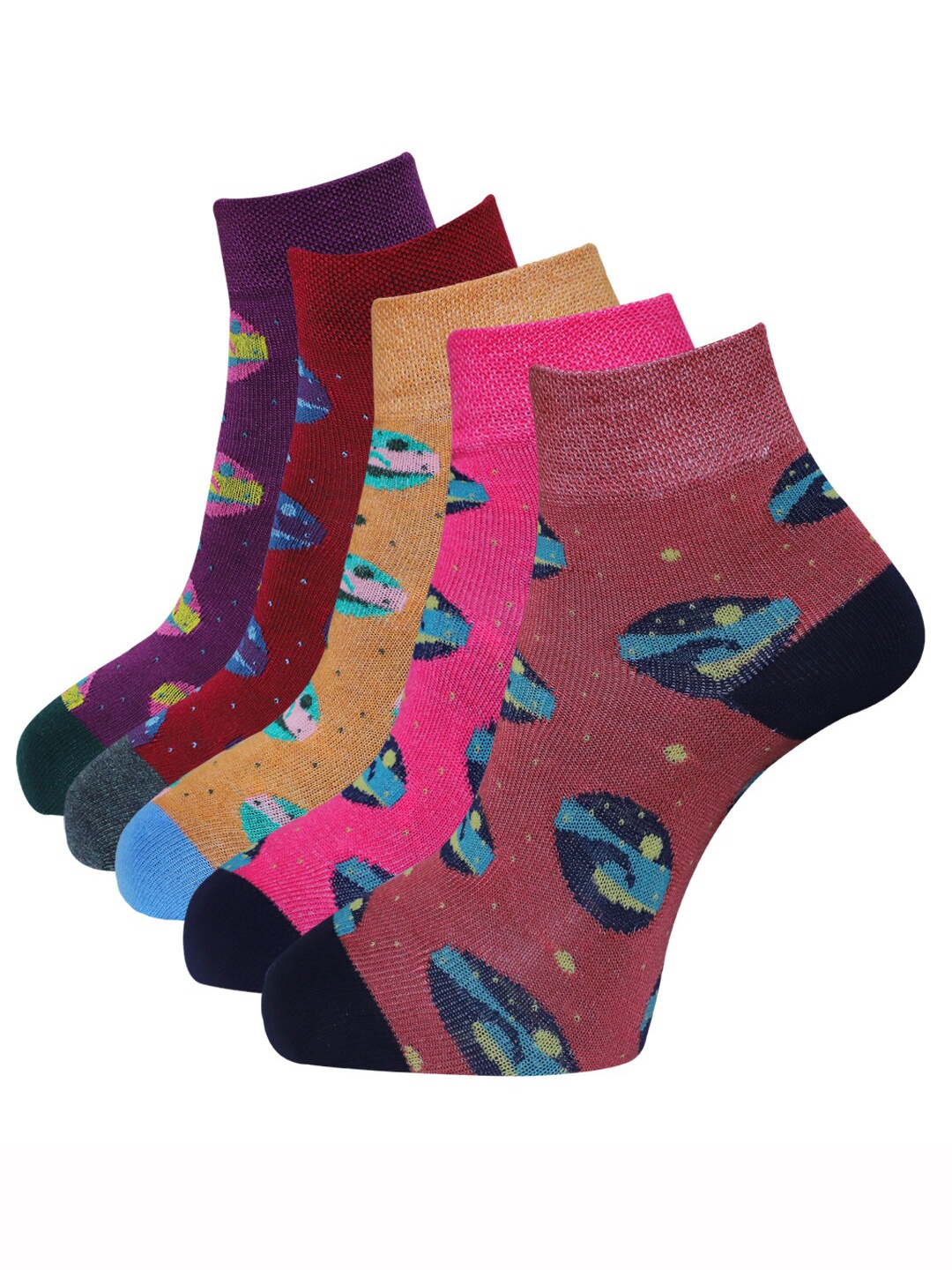 

Dollar Socks Women Pack Of 5 Ankle-Length Cotton Socks, Assorted