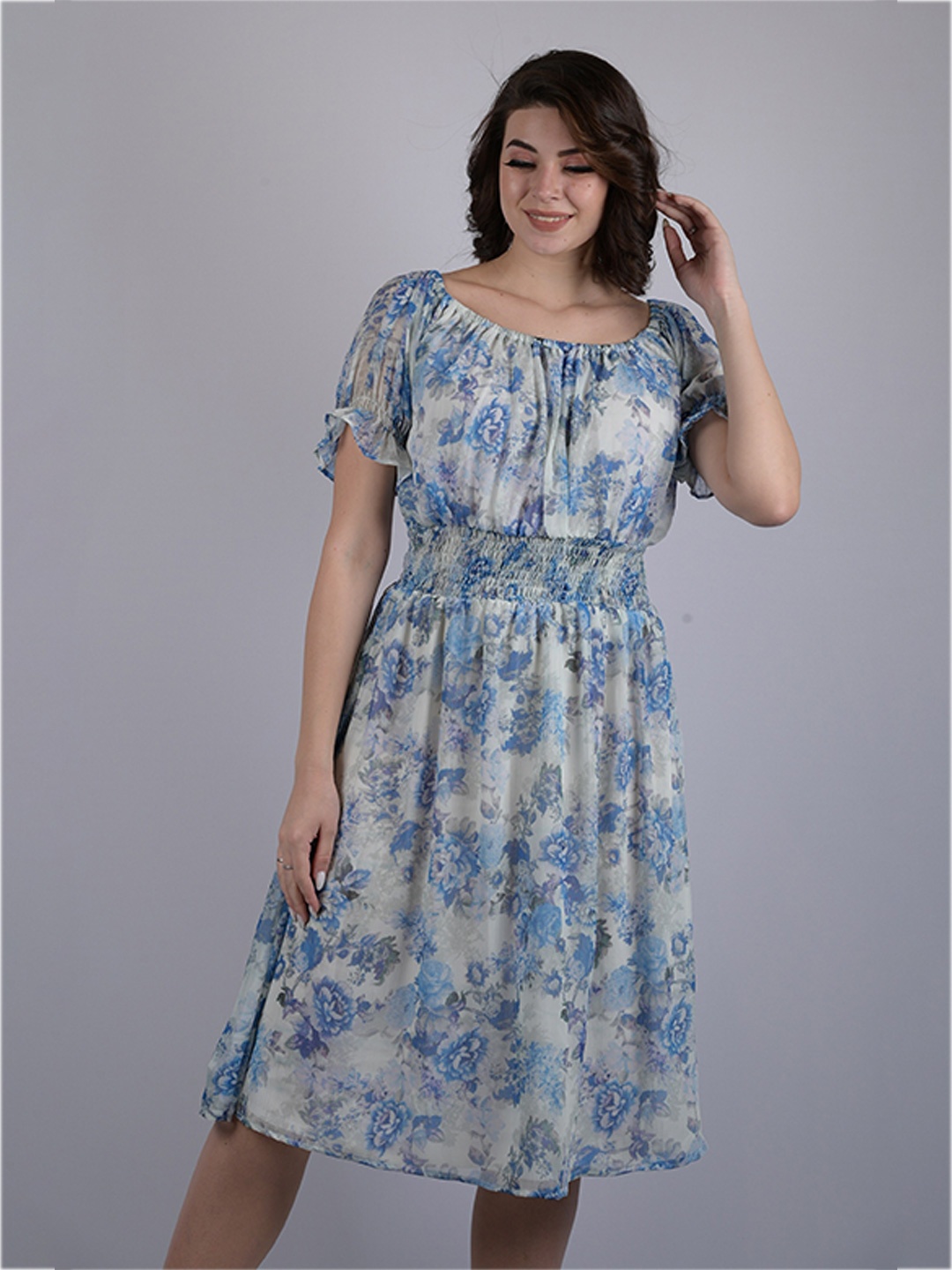 

OWO THE LABEL Floral Chiffon Dress, Off white