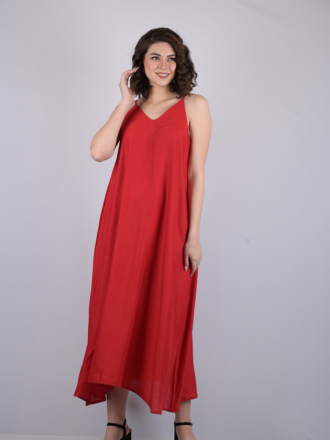

OWO THE LABEL A-Line Midi Dress, Red