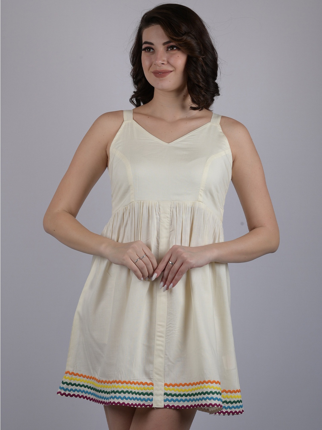 

OWO THE LABEL Embroidered Mini Dress, Off white