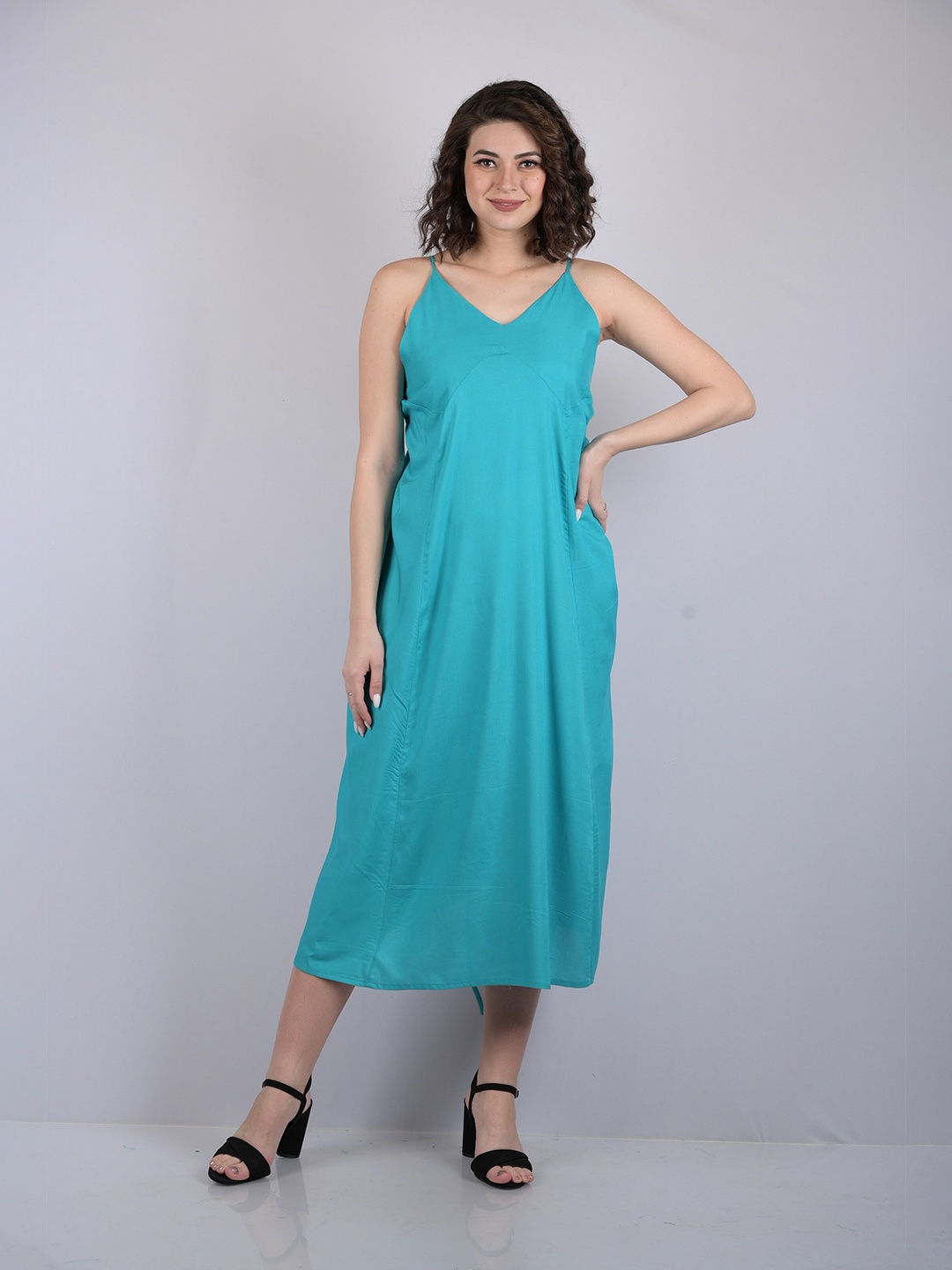 

OWO THE LABEL A-Line Midi Dress, Turquoise blue