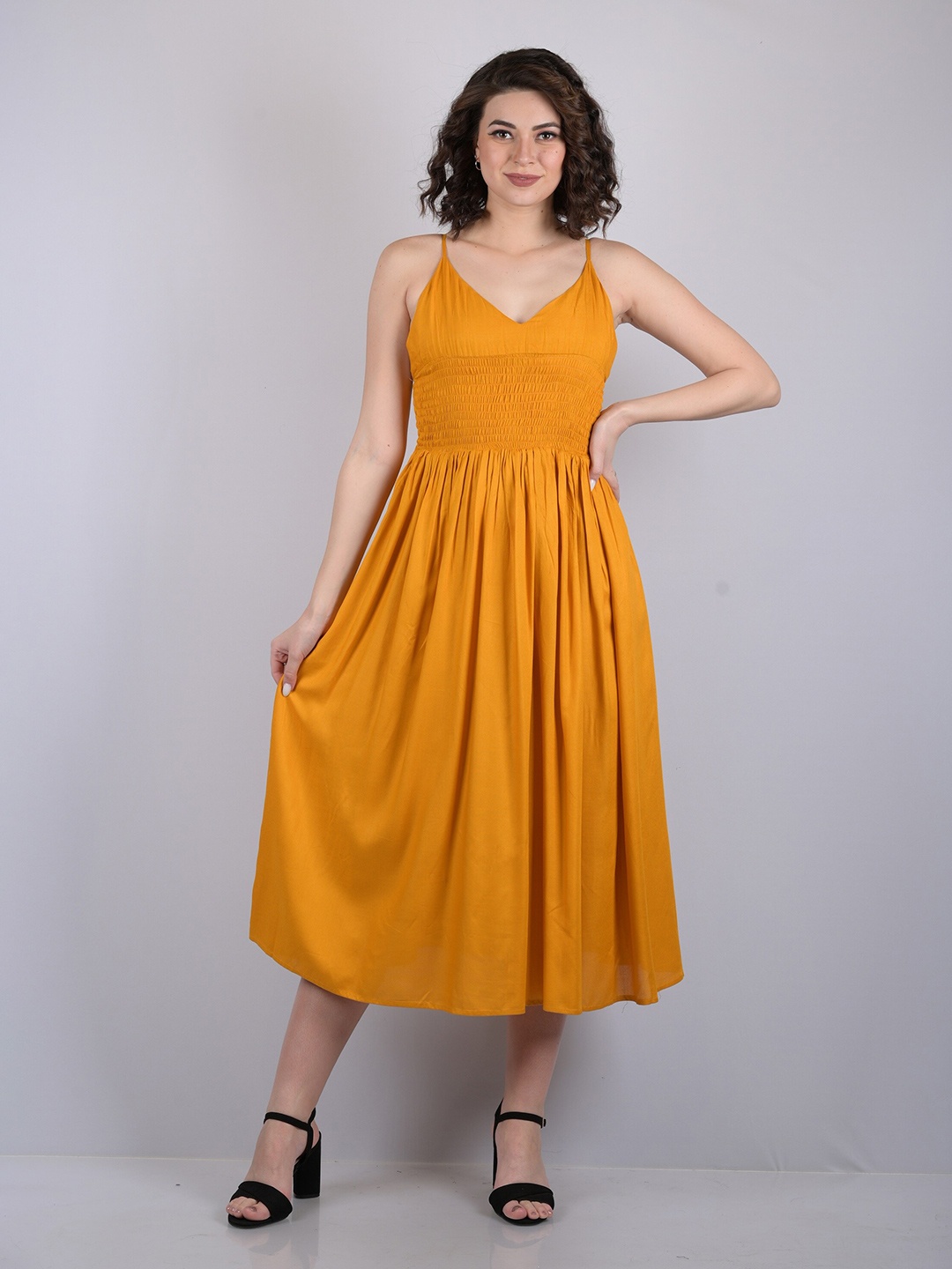 

OWO THE LABEL Empire Midi Dress, Yellow
