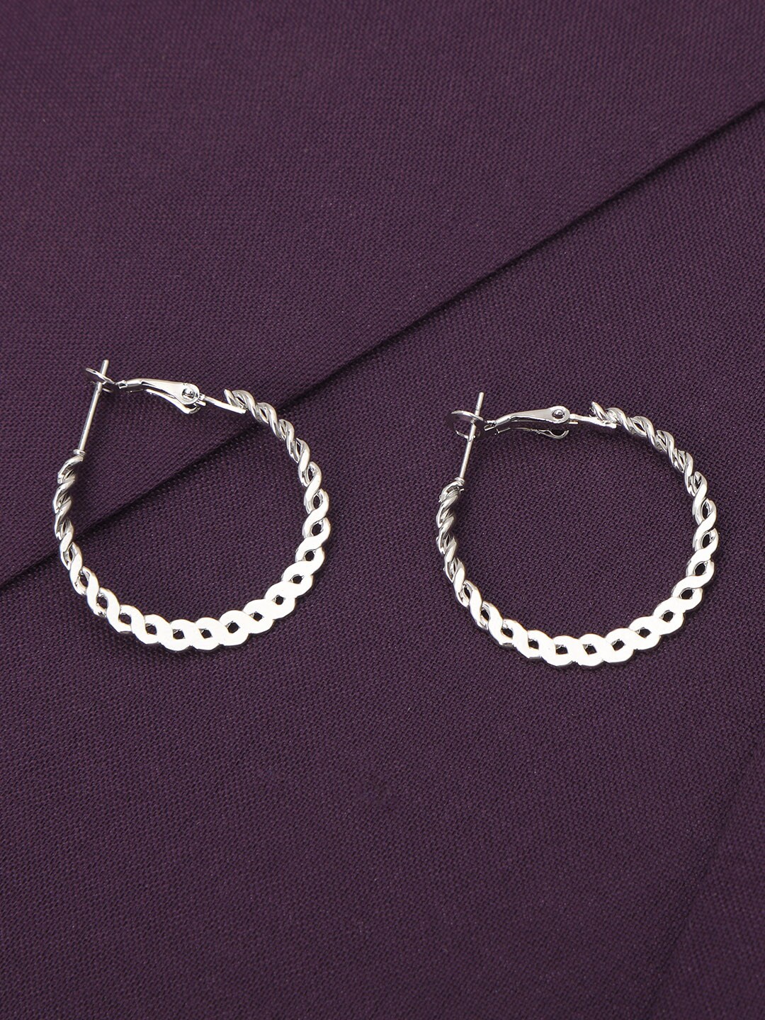 

AccessHer Silver-Plated Circular Hoop Earrings