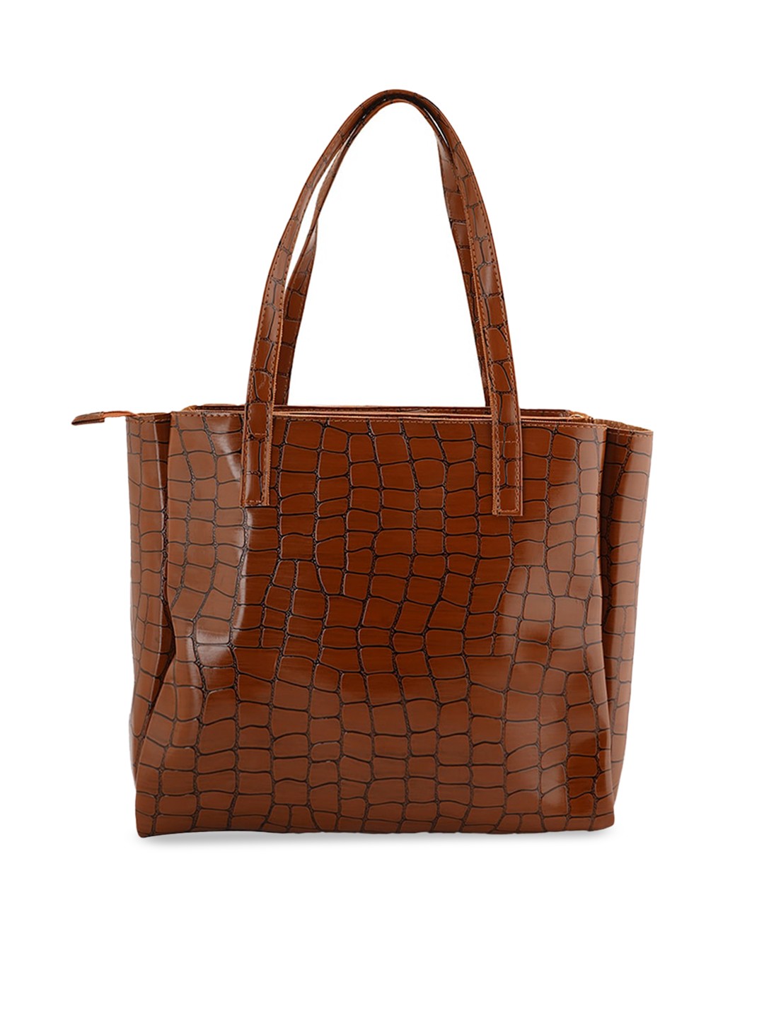 

Style Shoes Textured Oversized Structured Shoulder Bag, Brown