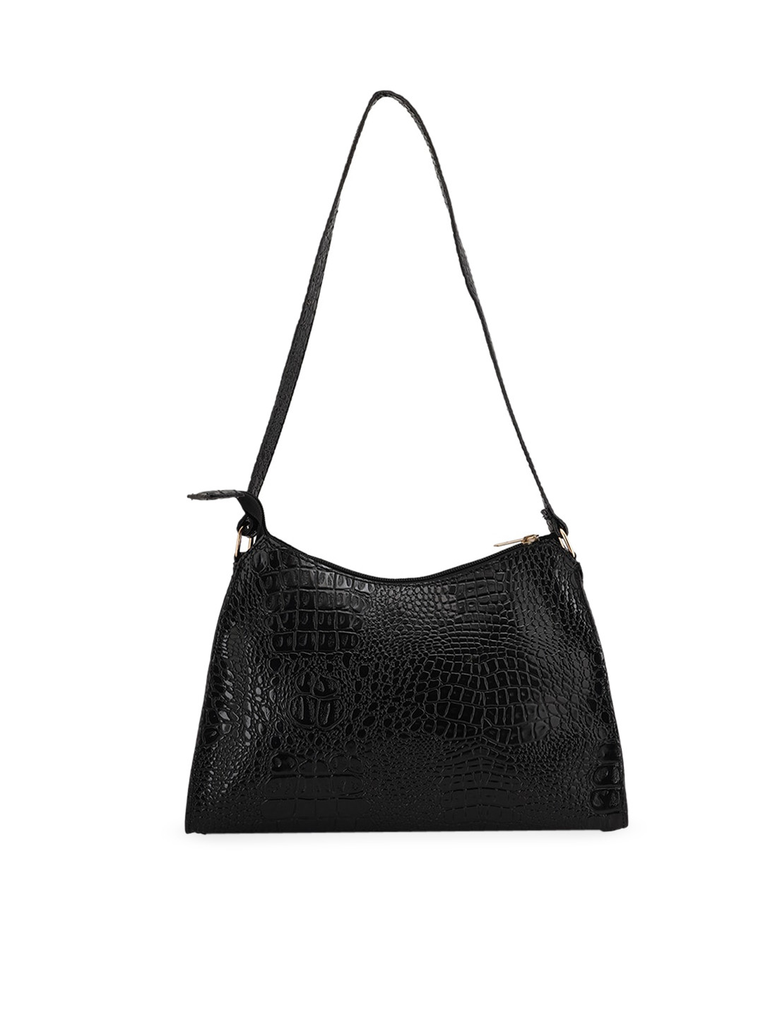 

Style Shoes Textured Structured Shoulder Bag, Black