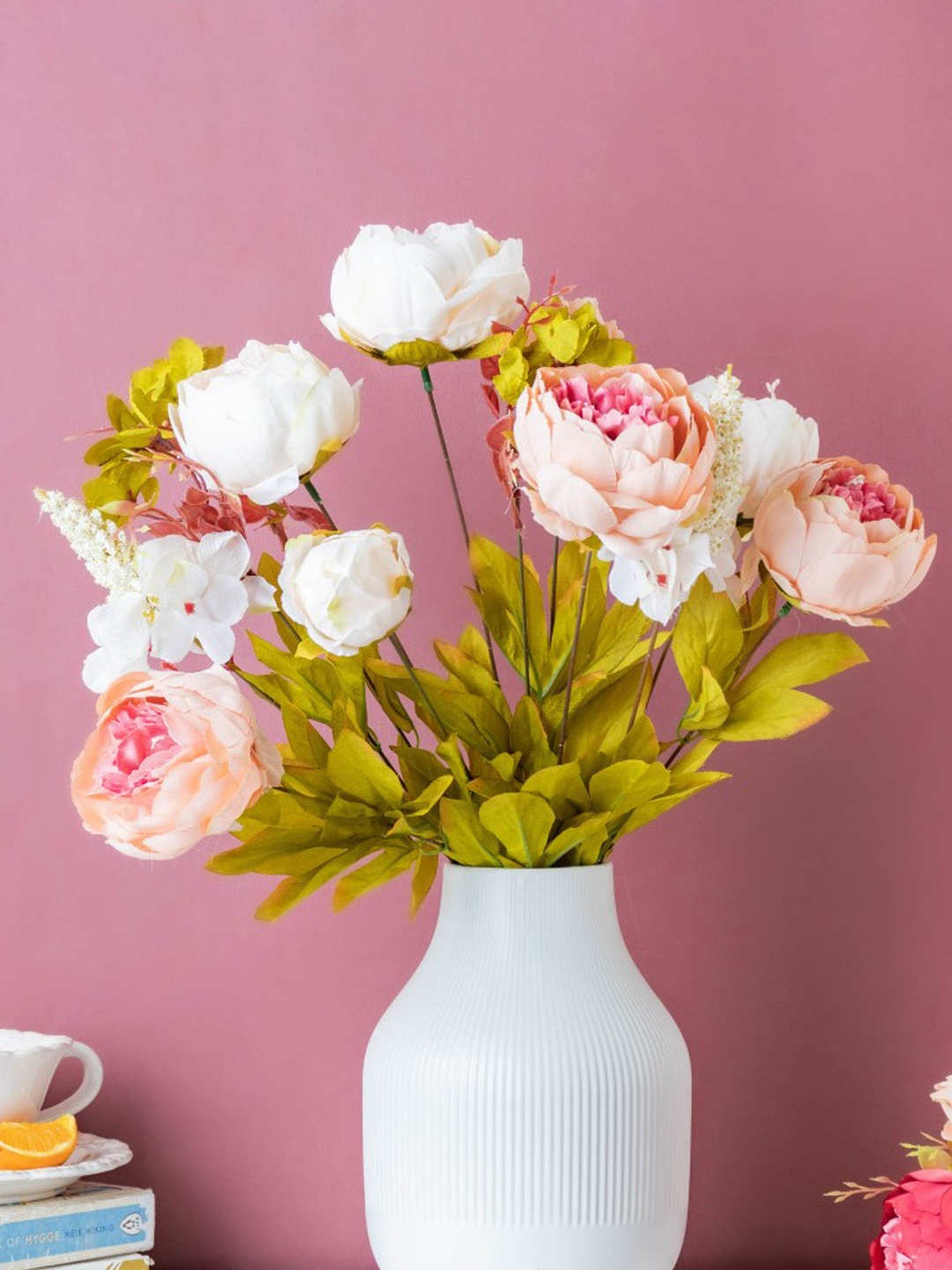 

Nestasia Peach Coloured & White Rose Artificial Flowers Bouquet