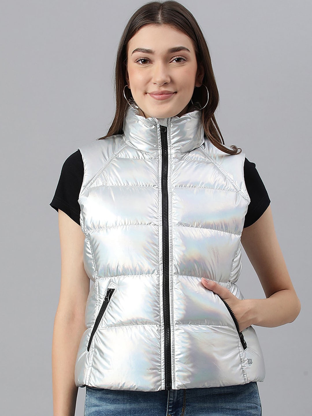 

Woods Women Puffer Jacket, Silver