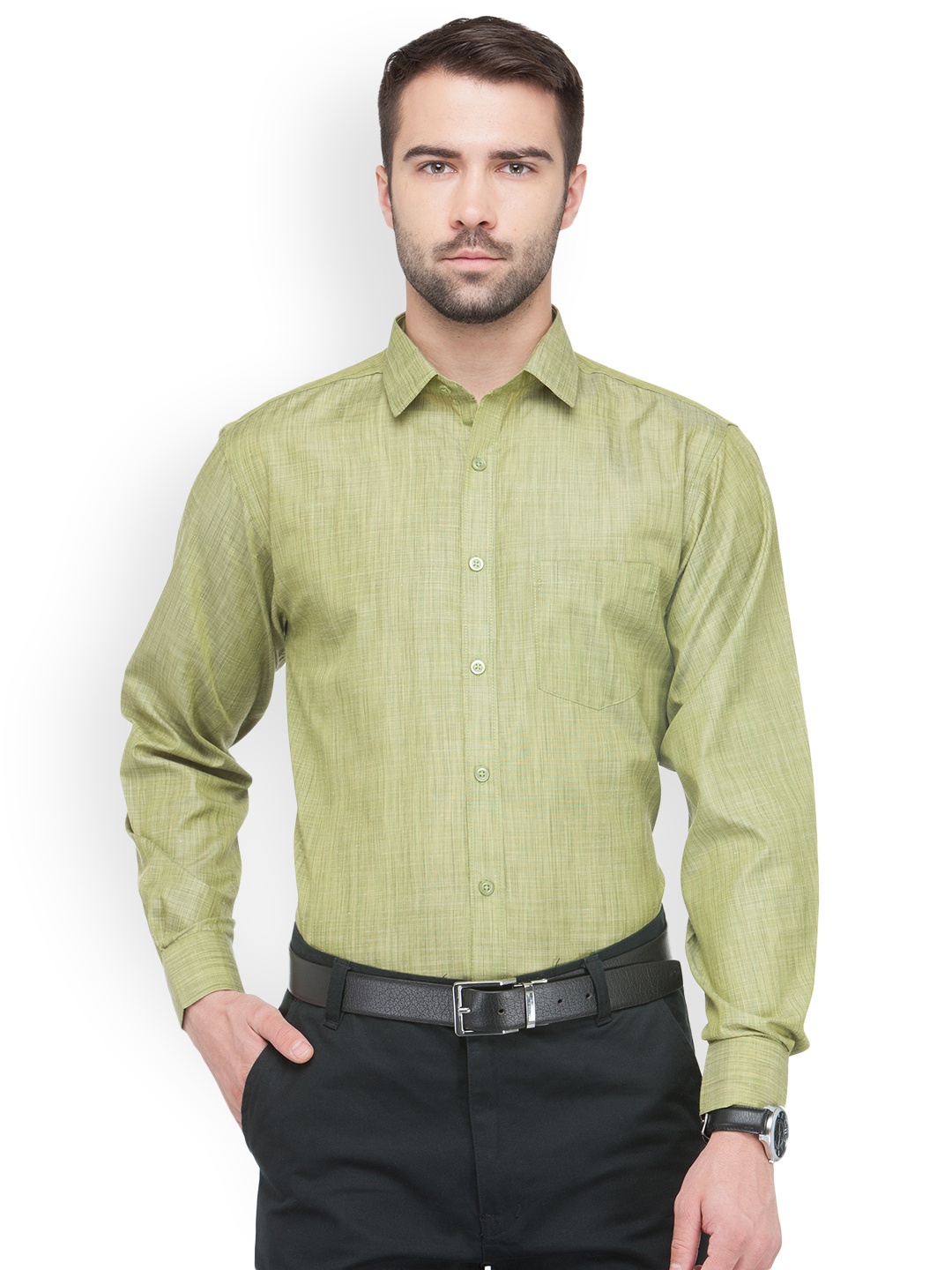 

JAINISH Men Green Standard Slim Fit Solid Formal Shirt