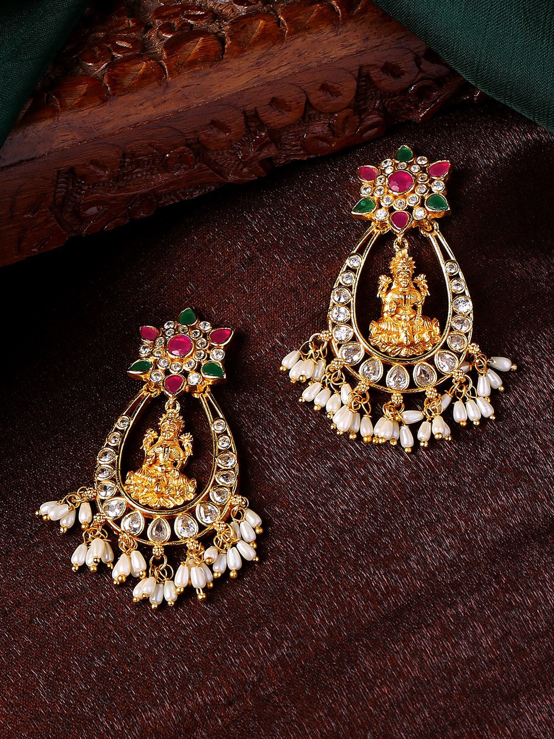 

Estele Gold-Plated Contemporary Chandbalis Earrings, White
