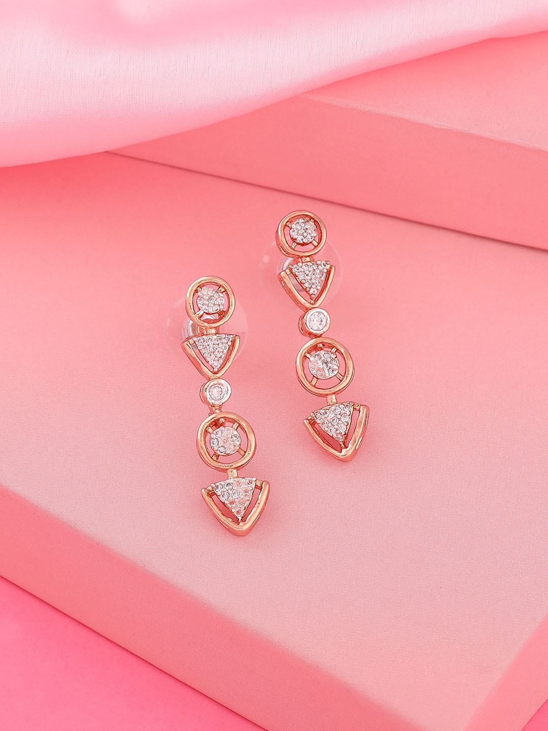 

Estele Rose Gold-Plated Cubic Zirconia Geometric Drop Earrings, White