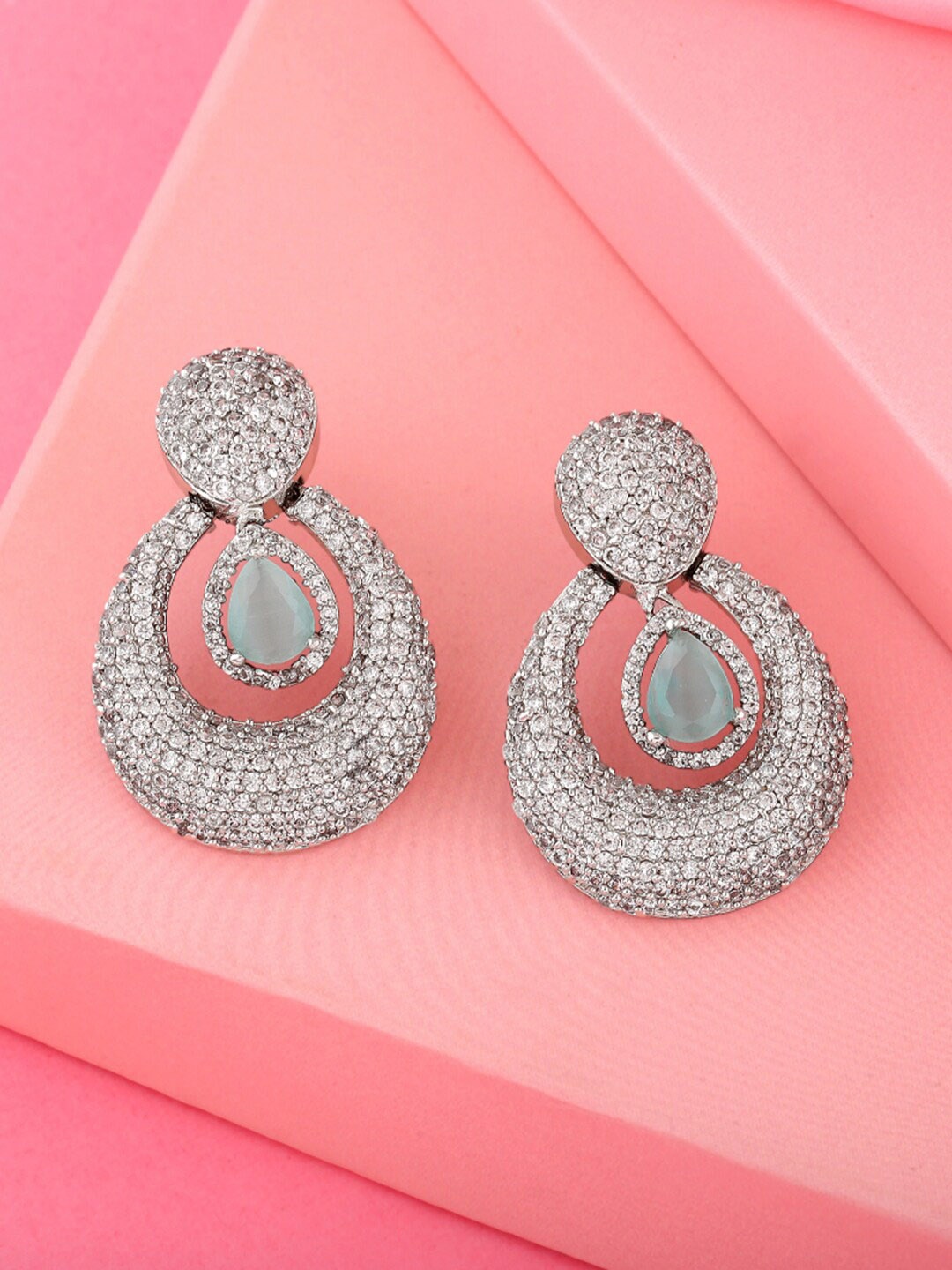 

Estele Silver-Plated Teardrop Shaped Drop Earrings