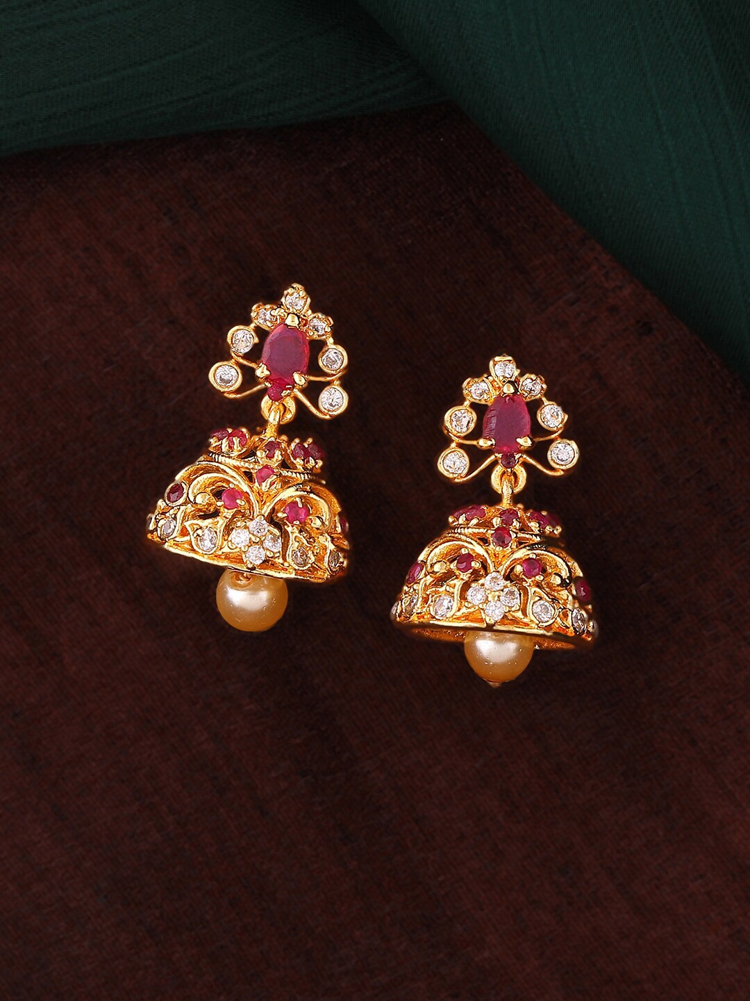 

Estele Gold-Plated Classic Jhumkas Earrings, Pink