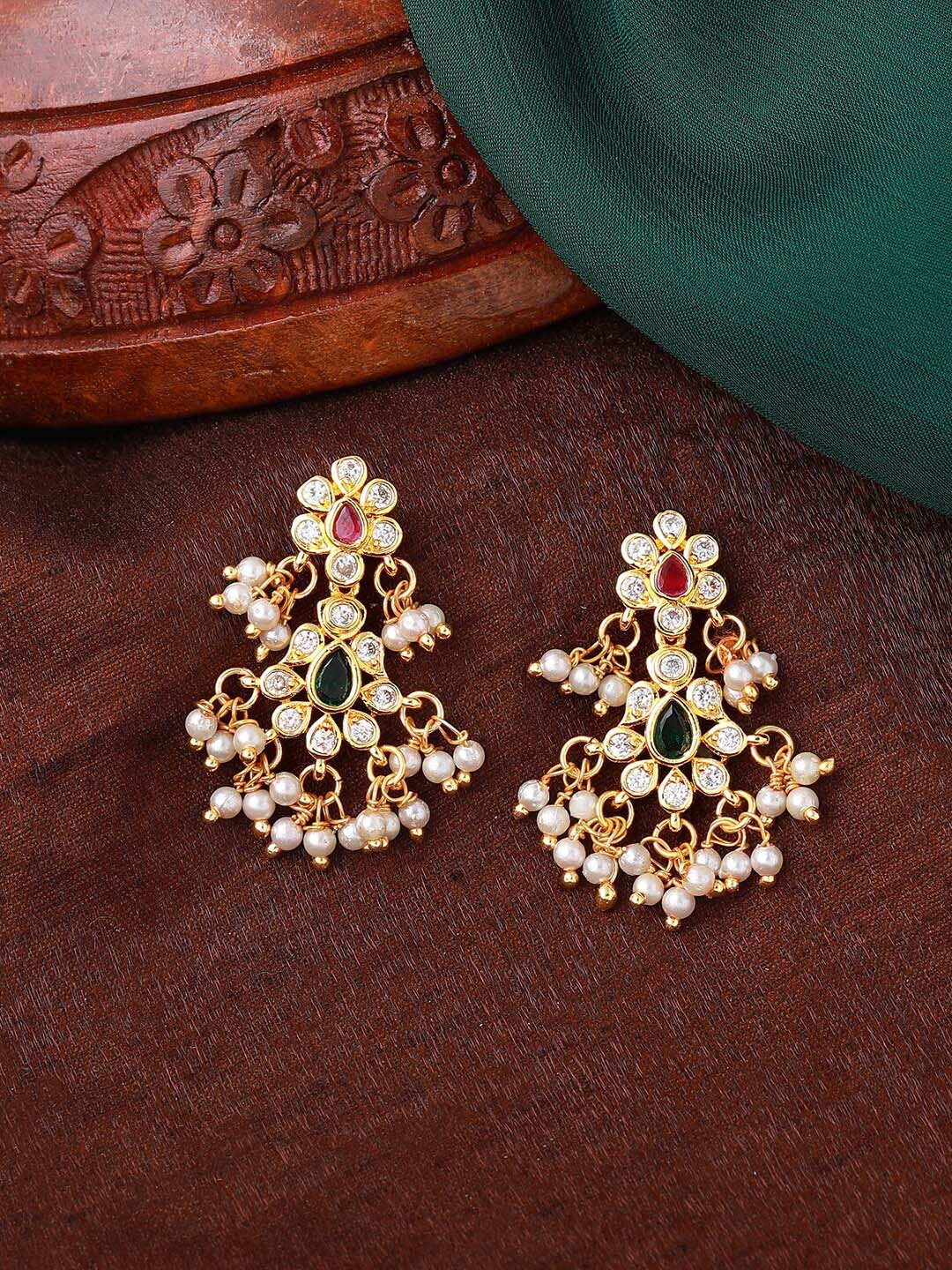 

Estele Gold-Plated Floral Chandbalis Earrings