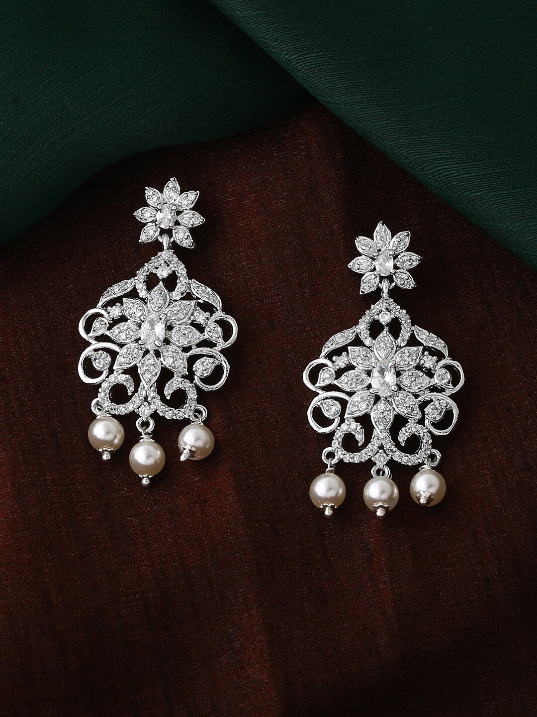 

Estele Silver-Plated Floral Drop Earrings