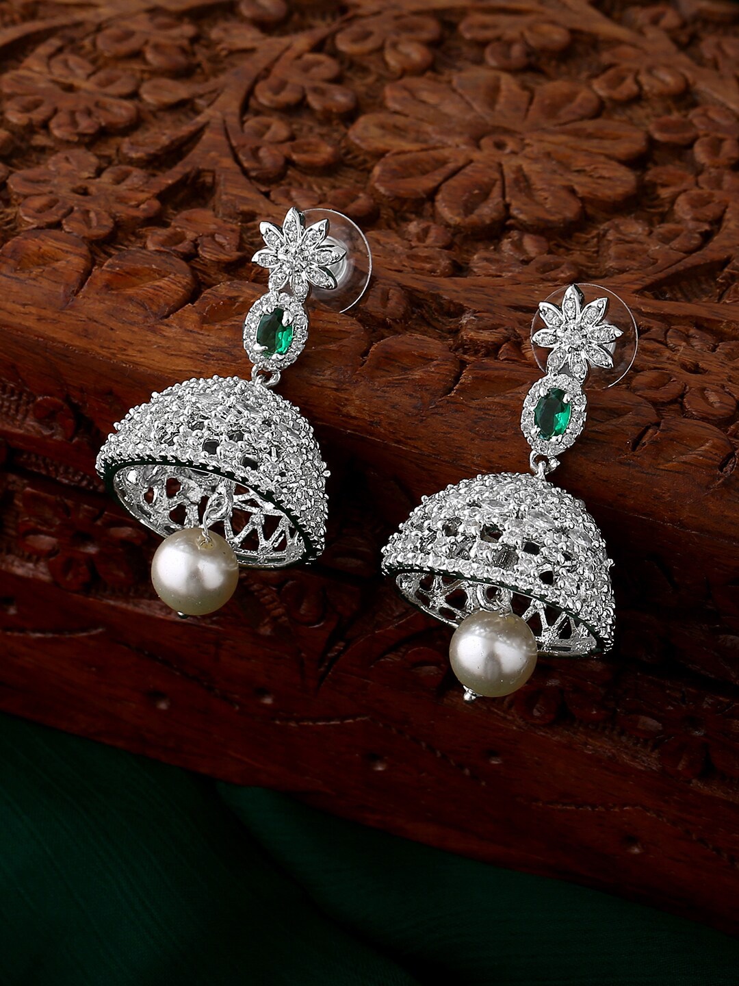 

Estele Silver-Plated Dome Shaped Jhumkas Earrings