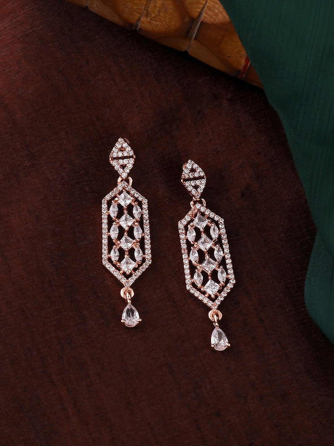 

Estele Rose Gold Plated Geometric Drop Earrings