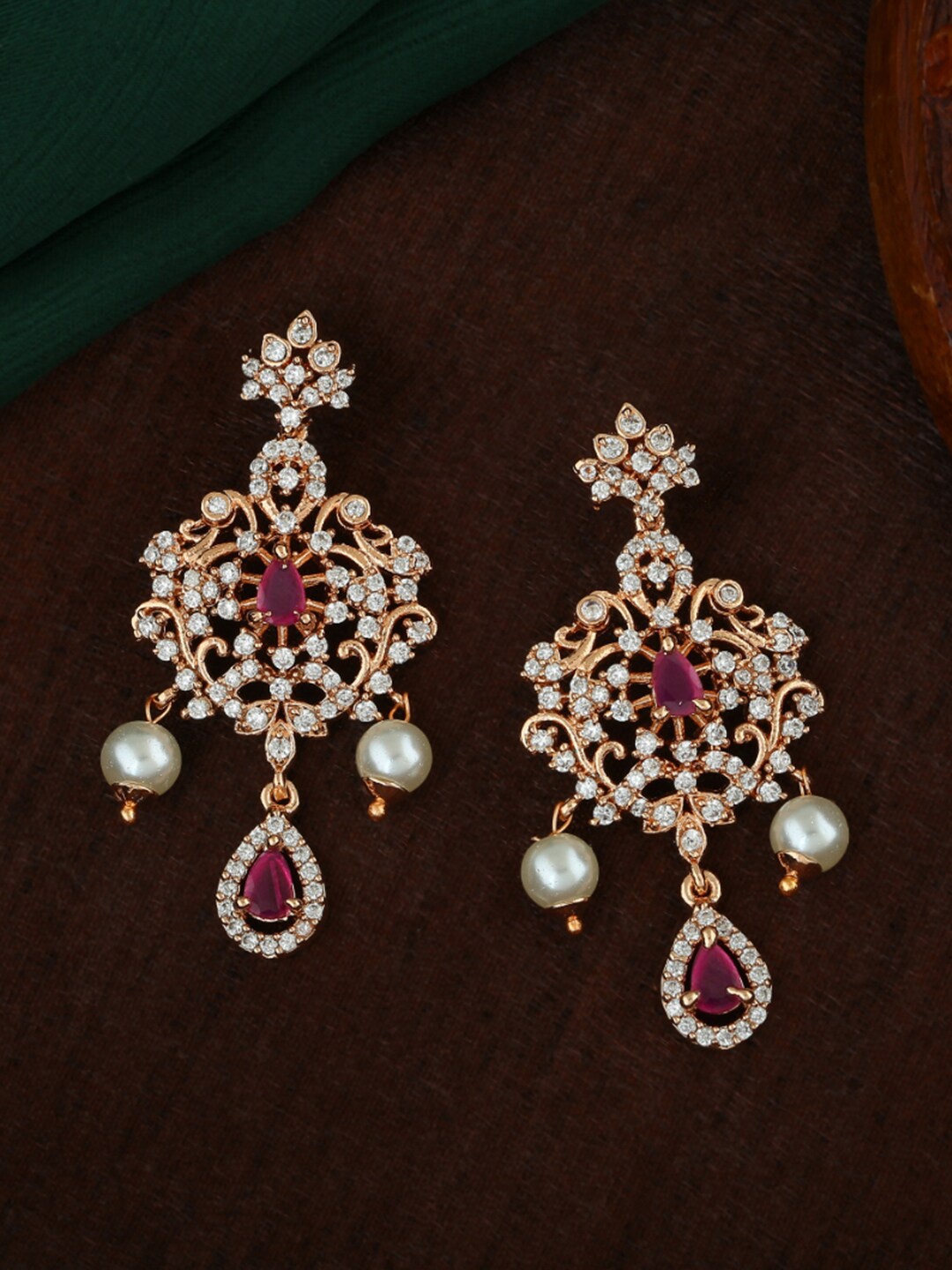 

Estele Rose Gold Plated Floral Drop Earrings