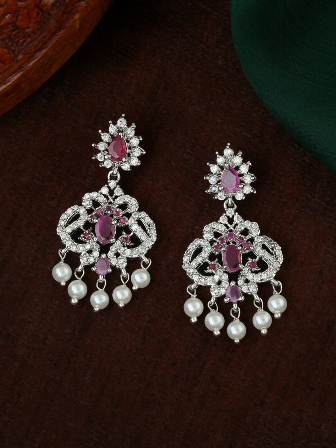 

Estele Silver-Plated Floral Drop Earrings