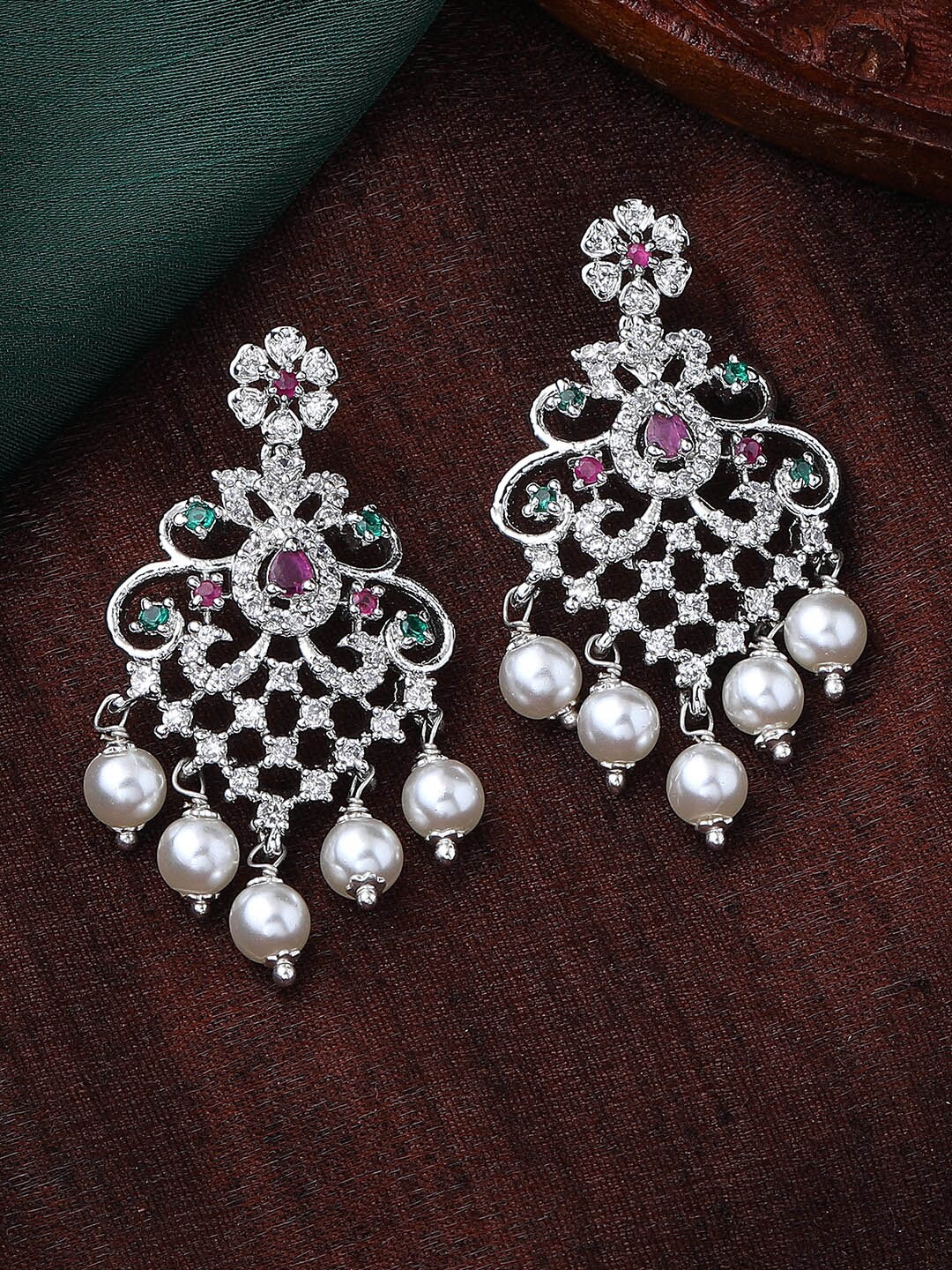 

Estele Silver-Plated Floral Drop Earrings