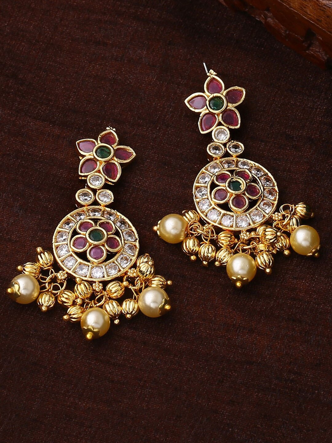 

Estele Pack Of 2 Gold-Plated Floral Drop Earrings