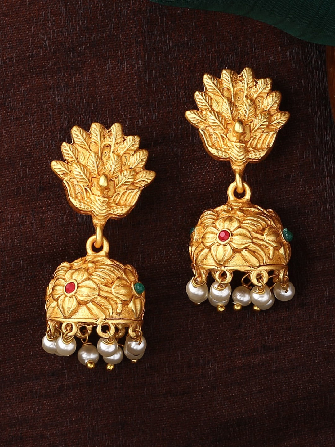 

Estele Pack Of 2 Gold-Plated Peacock Shaped Jhumkas Earrings