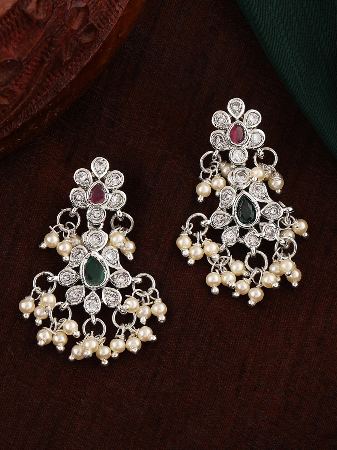 

Estele Silver-Plated Floral Drop Earrings