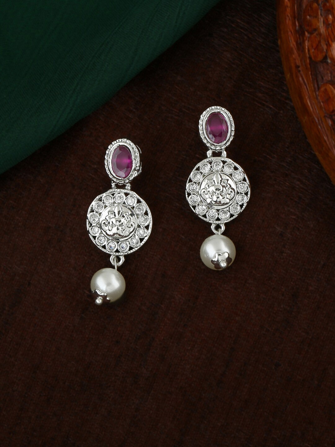 

Estele Silver-Plated Circular Drop Earrings