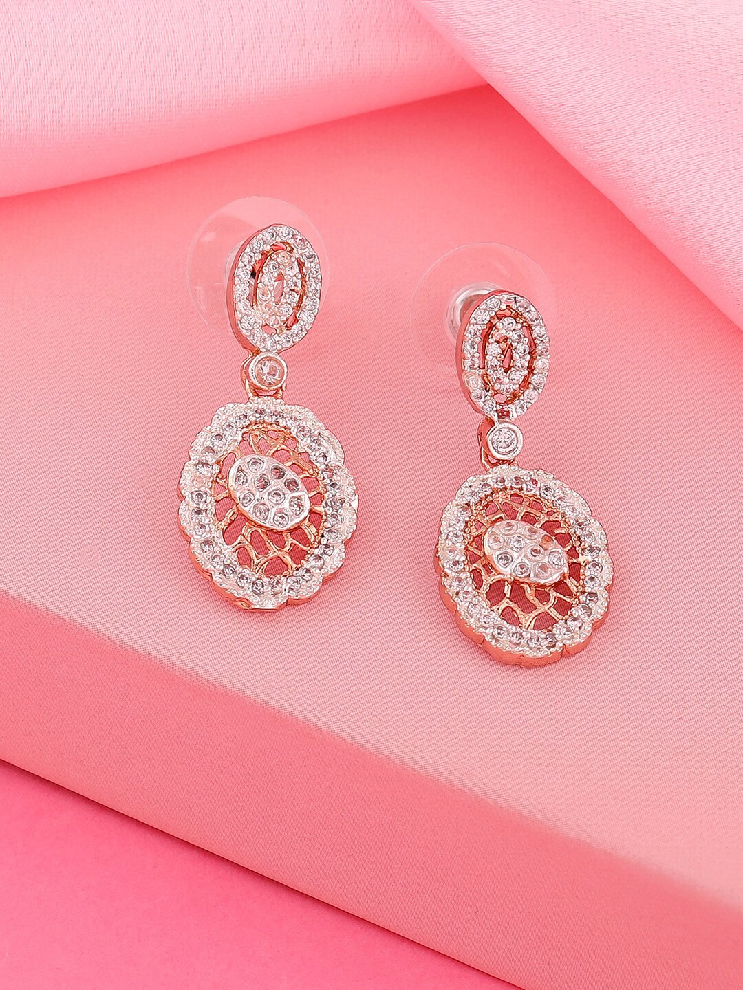 

Estele Rose Gold Floral Drop Earrings
