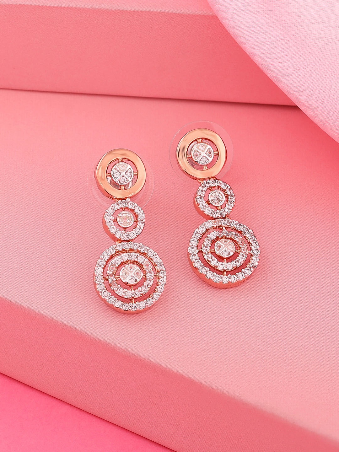 

Estele Circular Drop Earrings, Rose gold