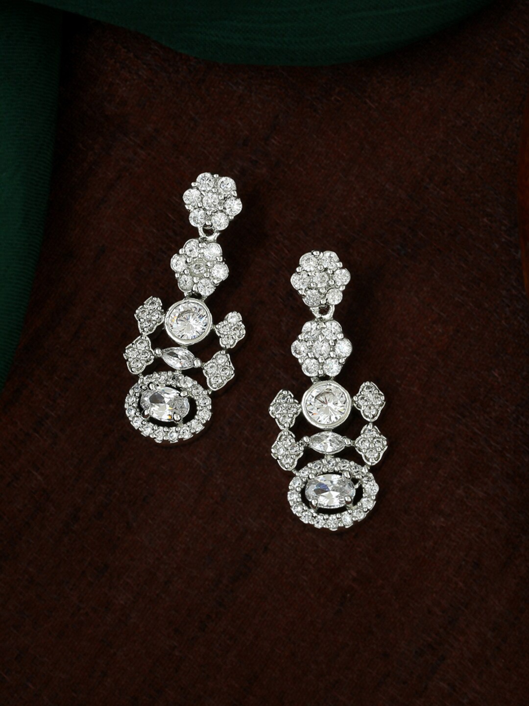 

Estele Floral Drop Earrings, Silver