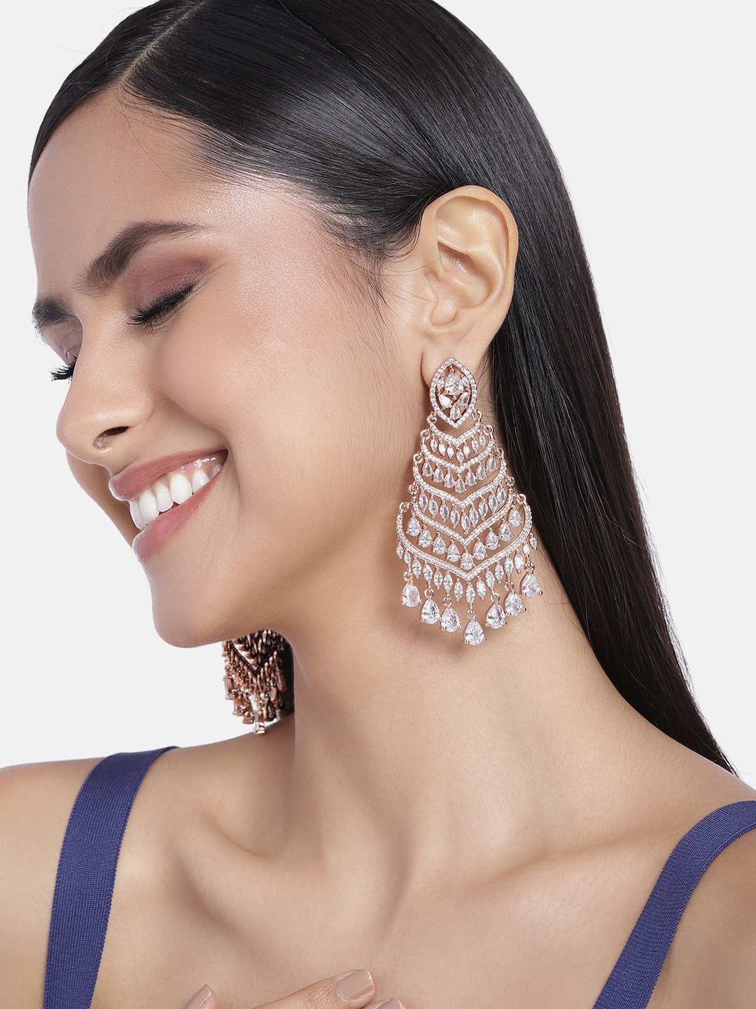 

Estele Teardrop Shaped Drop Earrings, Rose gold