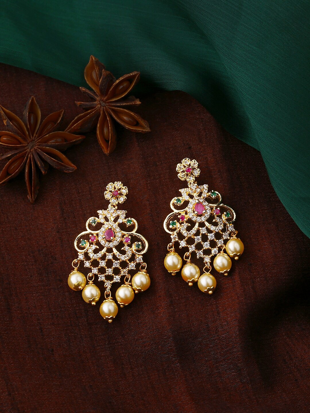 

Estele Gold-Plated Floral Drop Earrings