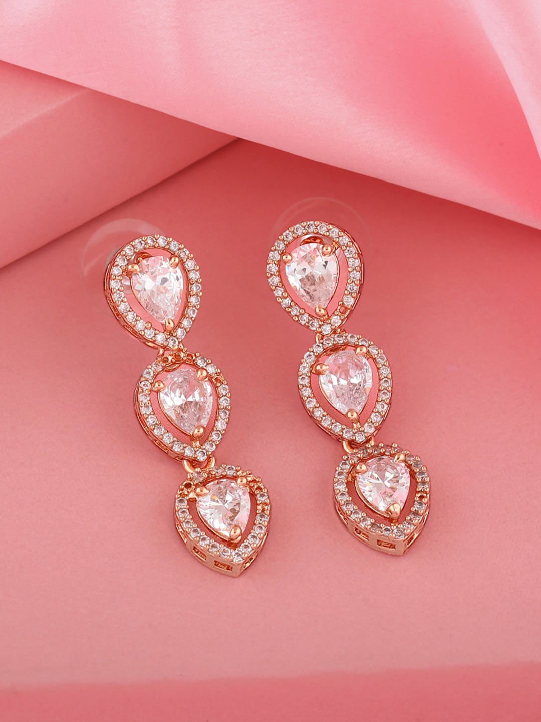 

Estele Teardrop Shaped Drop Earrings, Rose gold