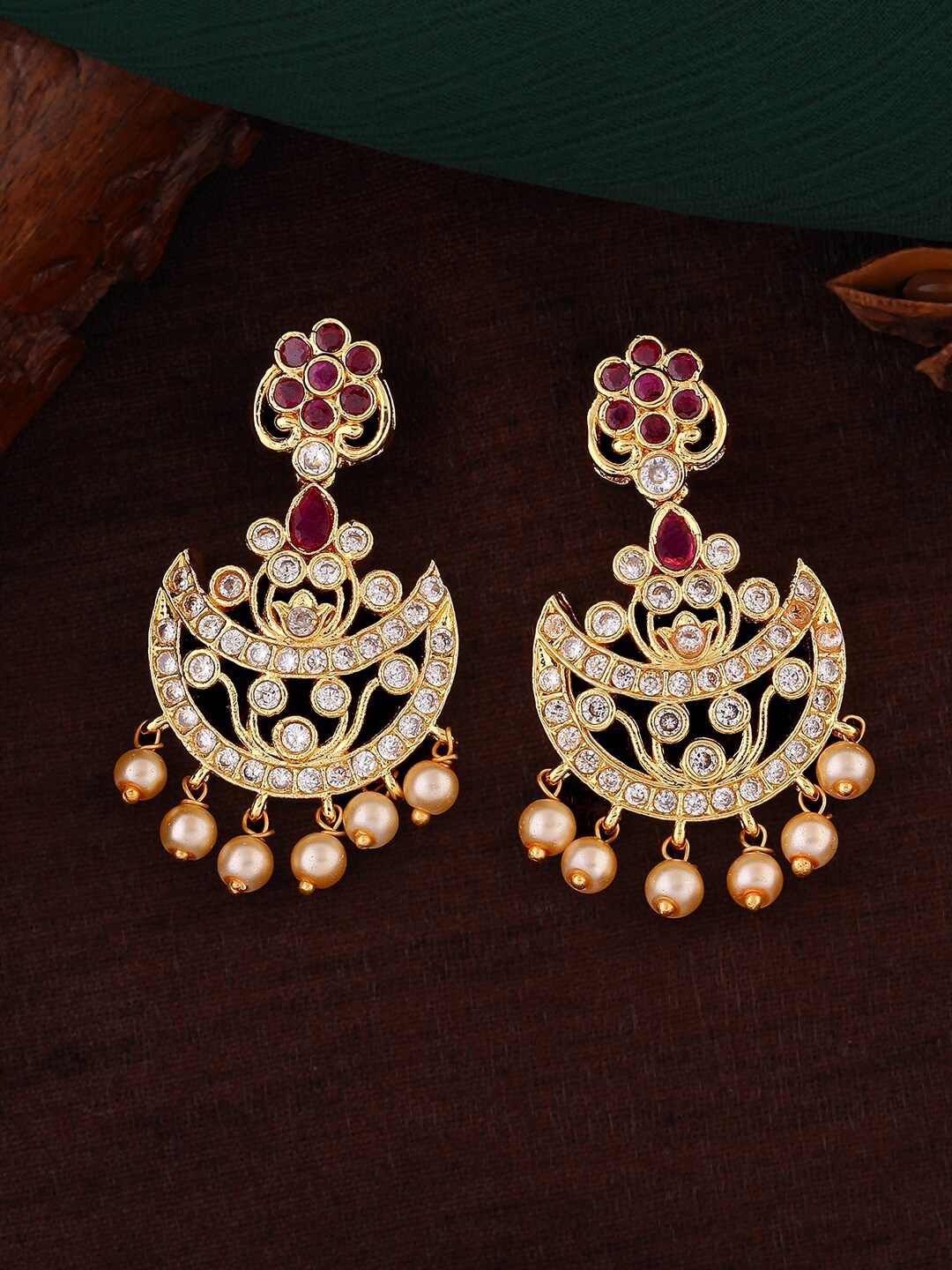 

Estele Crescent Shaped Chandbalis Earrings, Gold