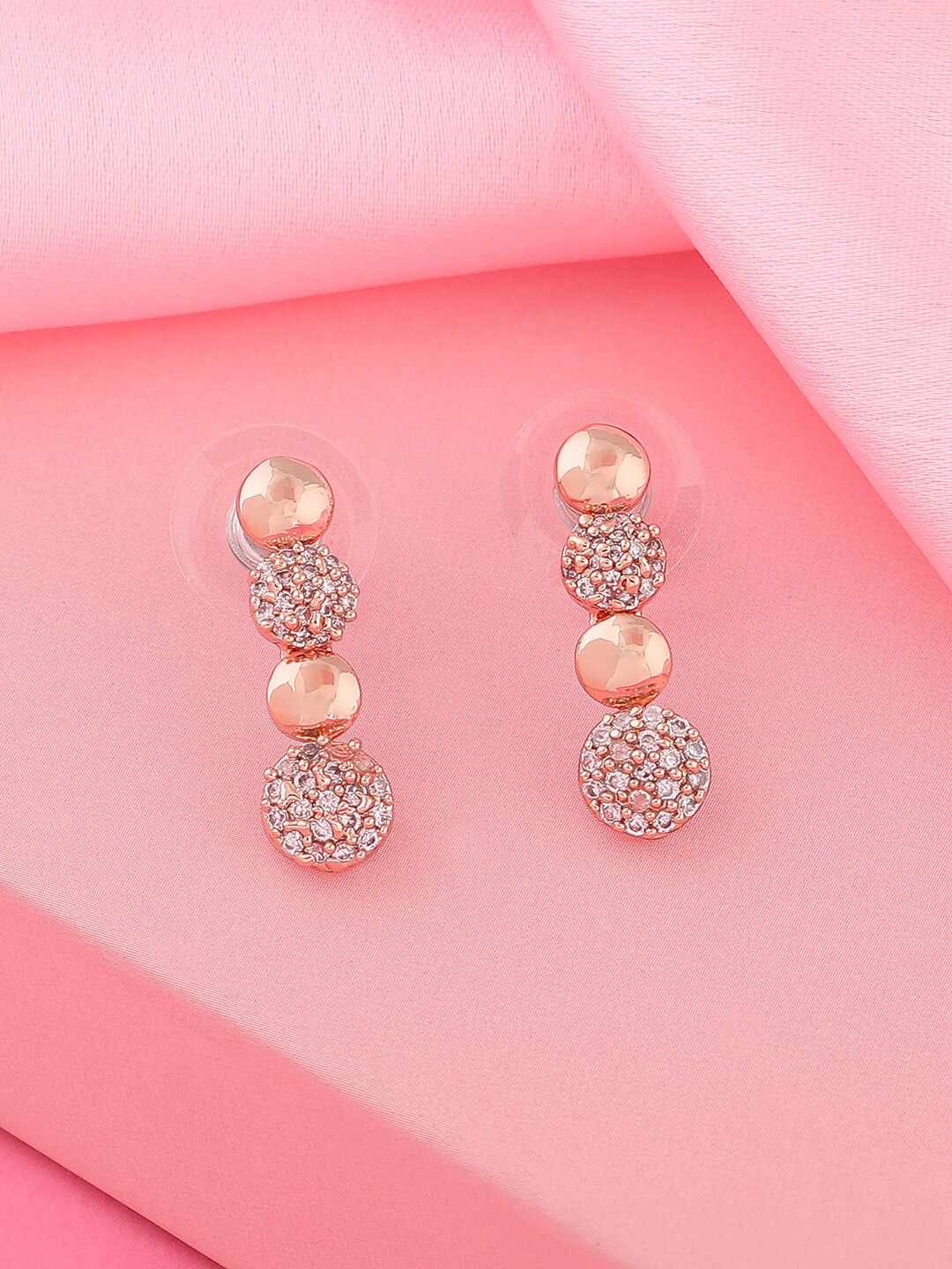 

Estele Rose Gold-Plated Geometric Studs Earrings, Peach