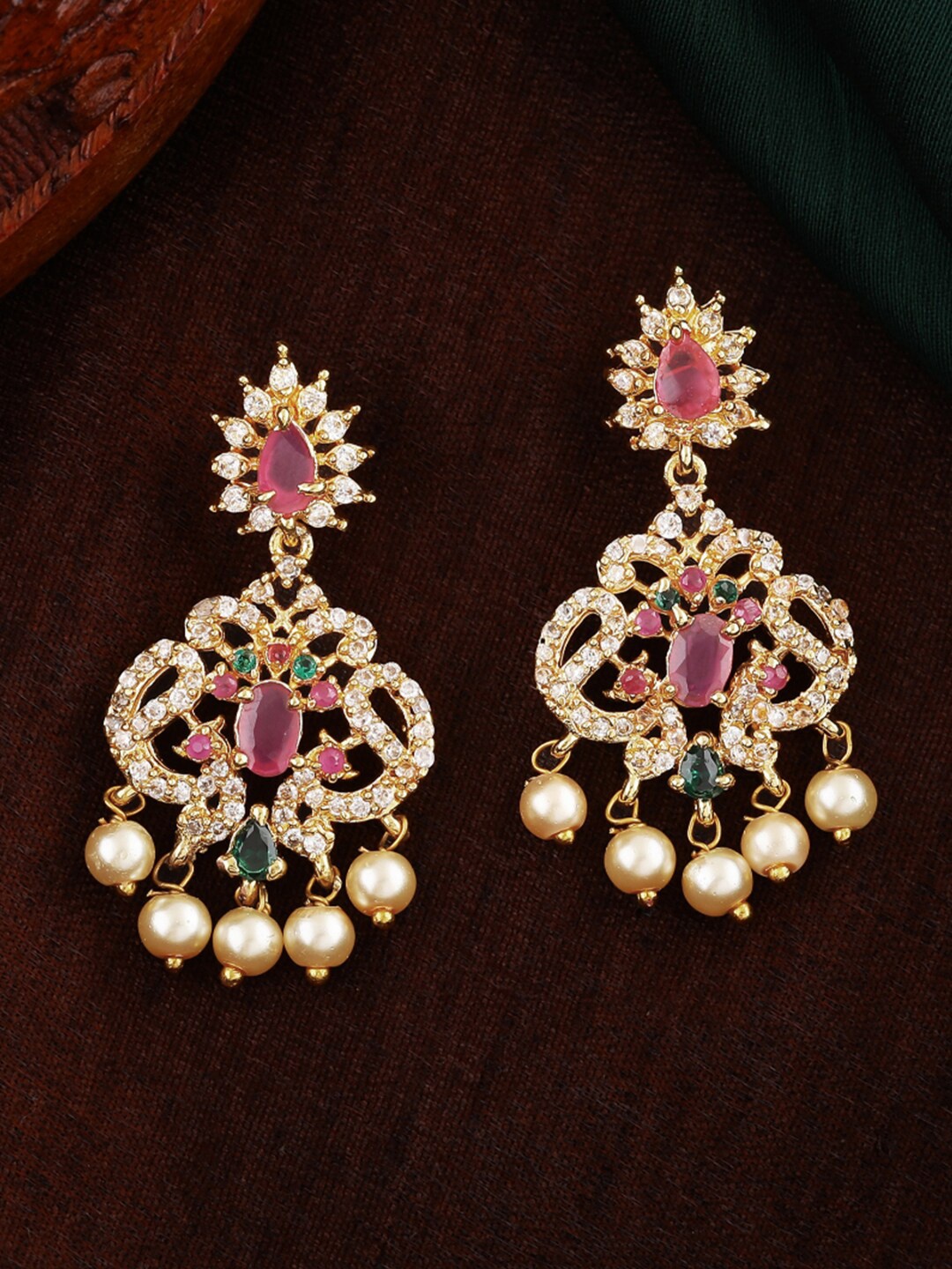 

Estele Gold-Plated Classic Drop Earrings, Pink