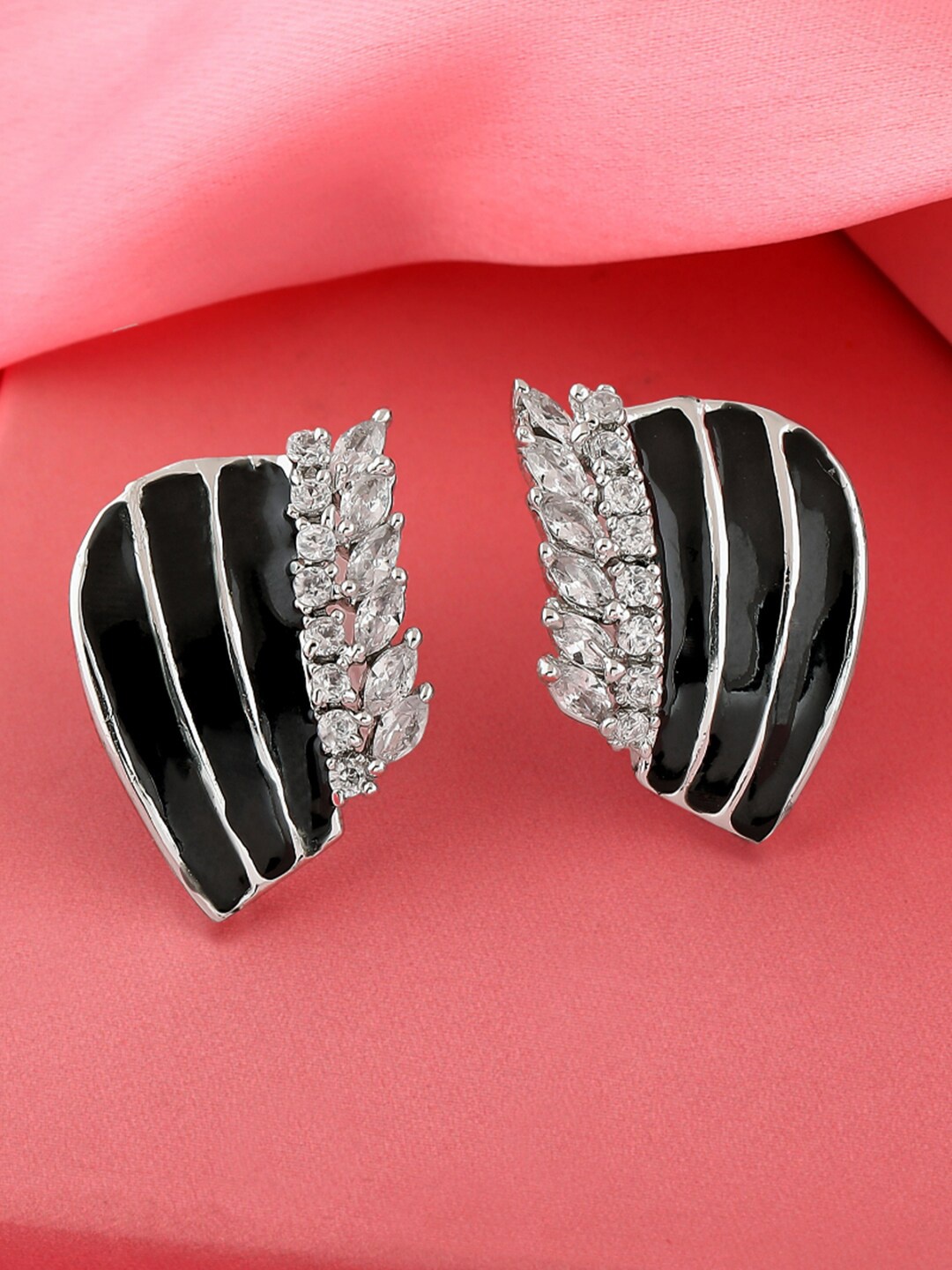 

Estele Silver-Plated Classic Studs Earrings, Black