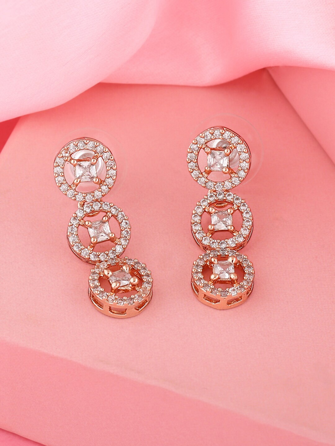 

Estele Rose Gold-Plated Geometric Drop Earrings, White
