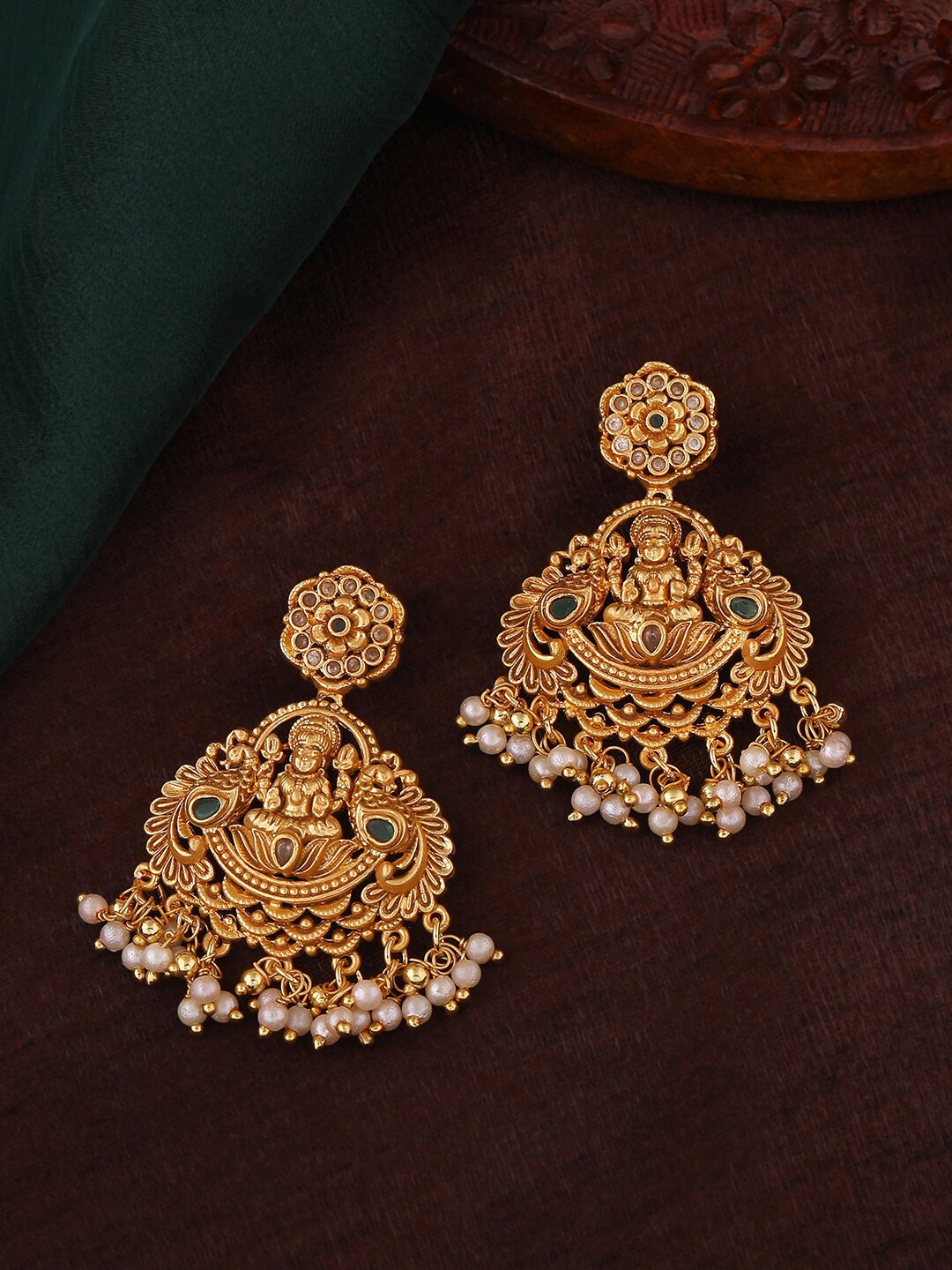 

Estele Gold-Plated Floral Chandbalis Earrings, White