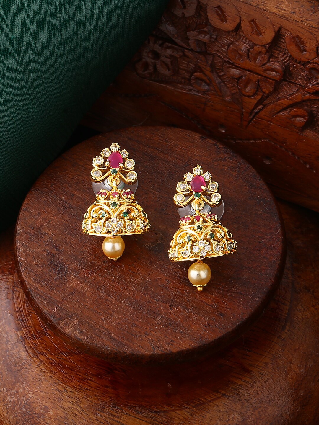 

Estele Floral Jhumkas Earrings, Pink