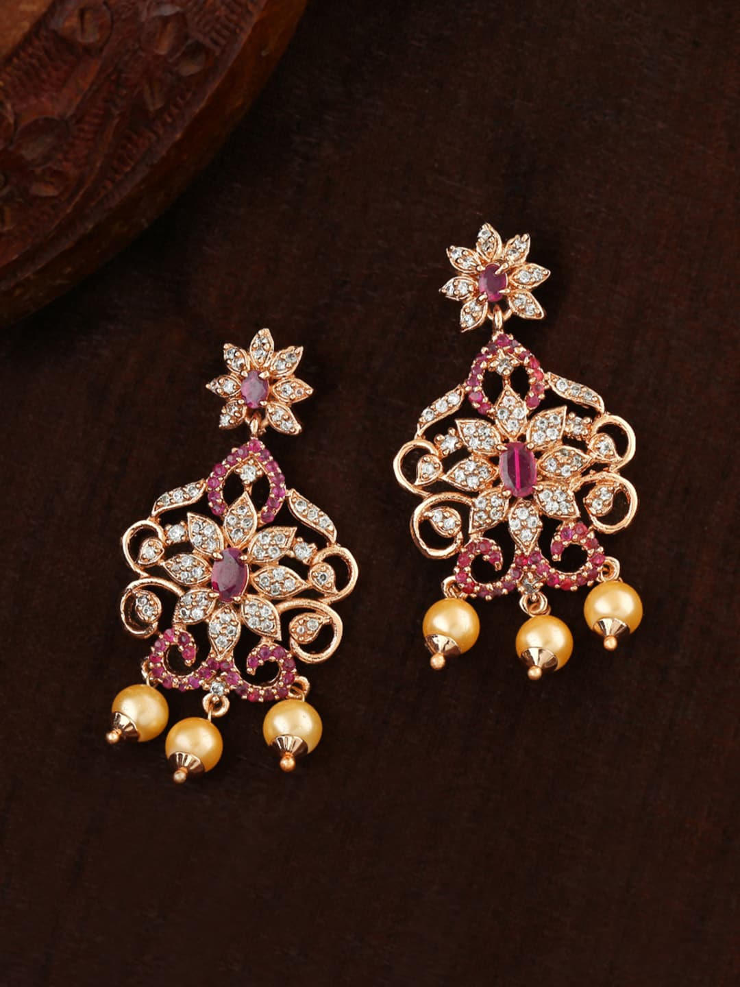 

Estele Floral Drop Earrings, Red
